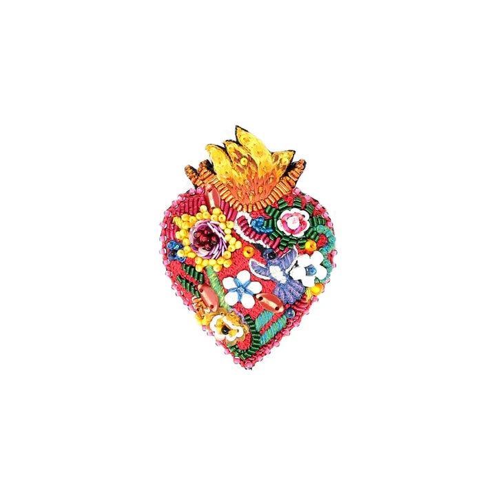 Flaming Heart Brooch