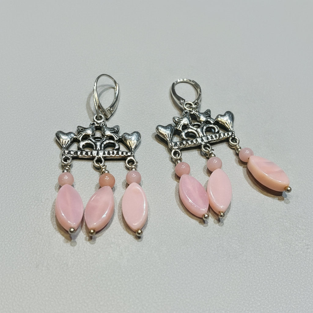 Arbolitos de Amor with Peruvian Pink Opal Earrings by Doreen Villanueva