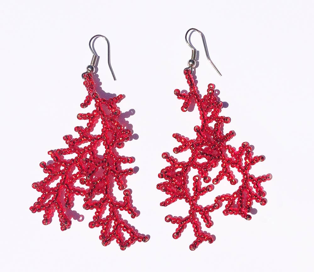 Coral Style Earring - Assorted Colors: Red