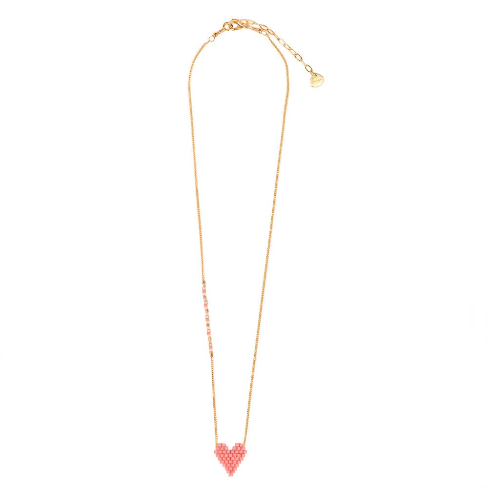 Heartsy pink gold plated beaded adjustable necklace