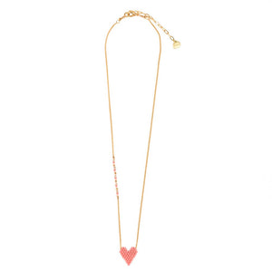 Heartsy pink gold plated beaded adjustable necklace