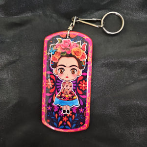 Frida Leather Keychain