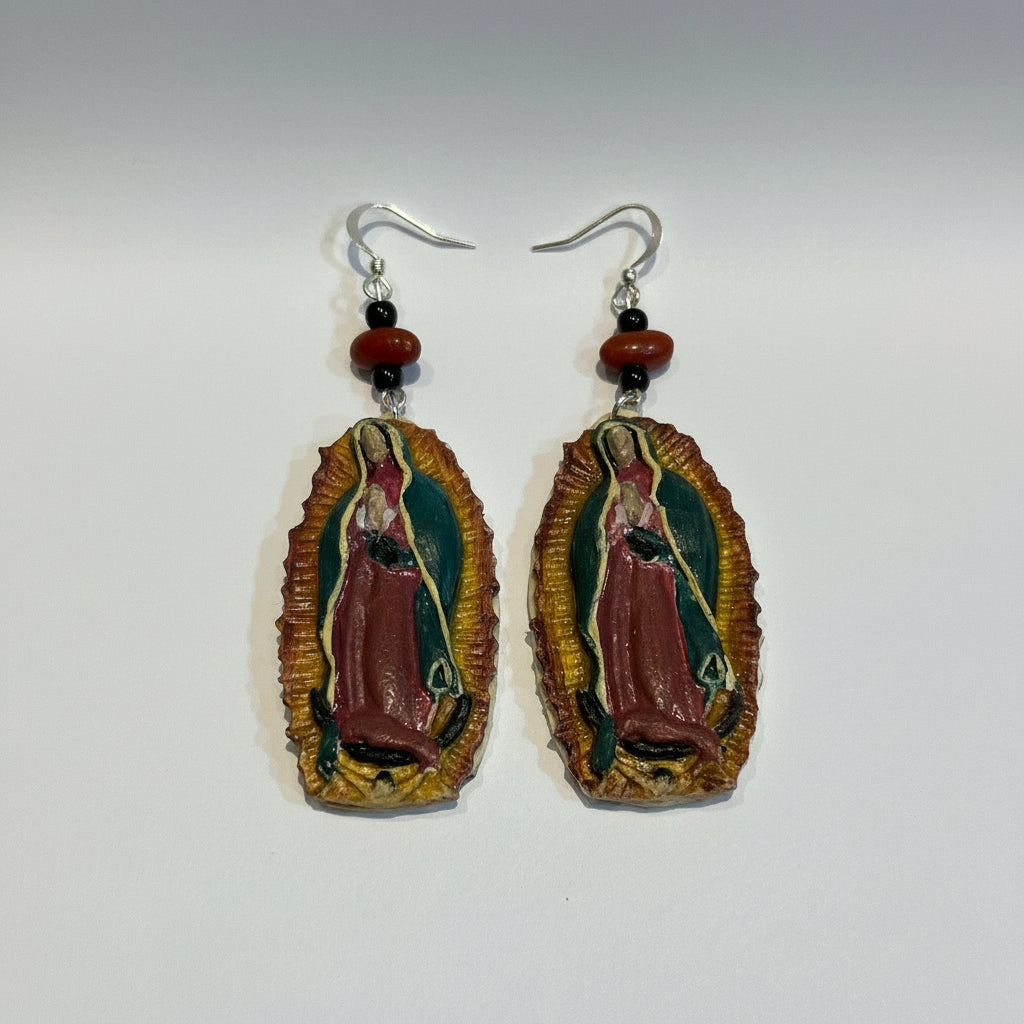 Bread Dough Guadalupe Earrings by Milton Antonio Jurado