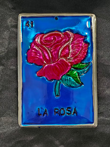 Mexican Rosa Loteria Tin Ornament