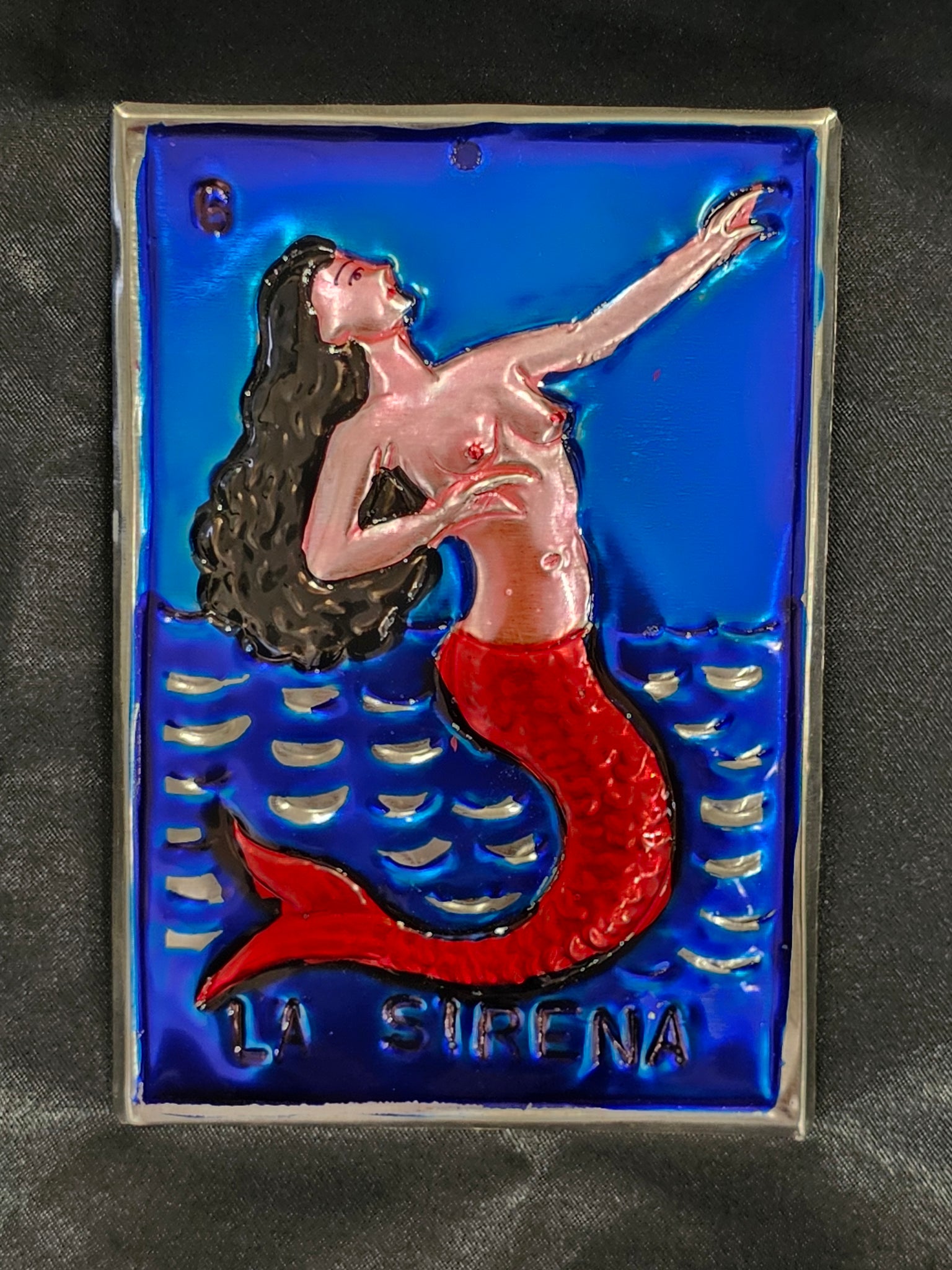 Mexican Sirena Loteria Tin Ornament