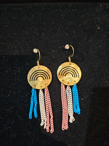Brass Rainbow Shield earrings