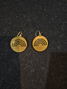 Brass Rainbow Shield earrings