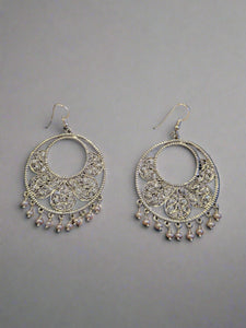 Filigree Earrings with Pink Freshwater Pearls