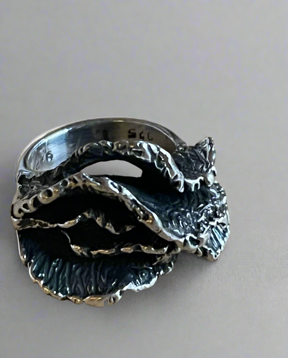 Mexican Oxidized Sterling Silver Ring size 7.5