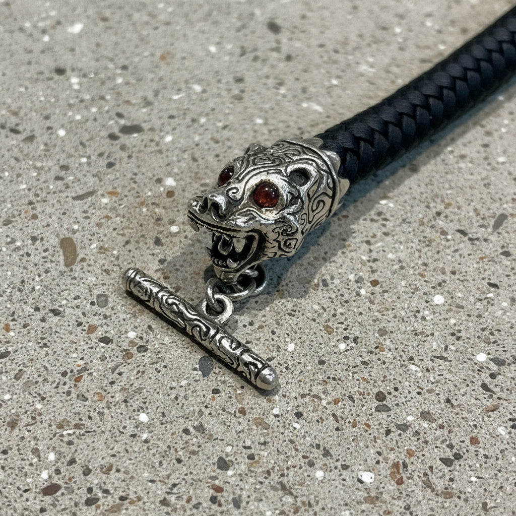 Aztec Jaguar Leather Bracelets by Benito Campos Sandoval