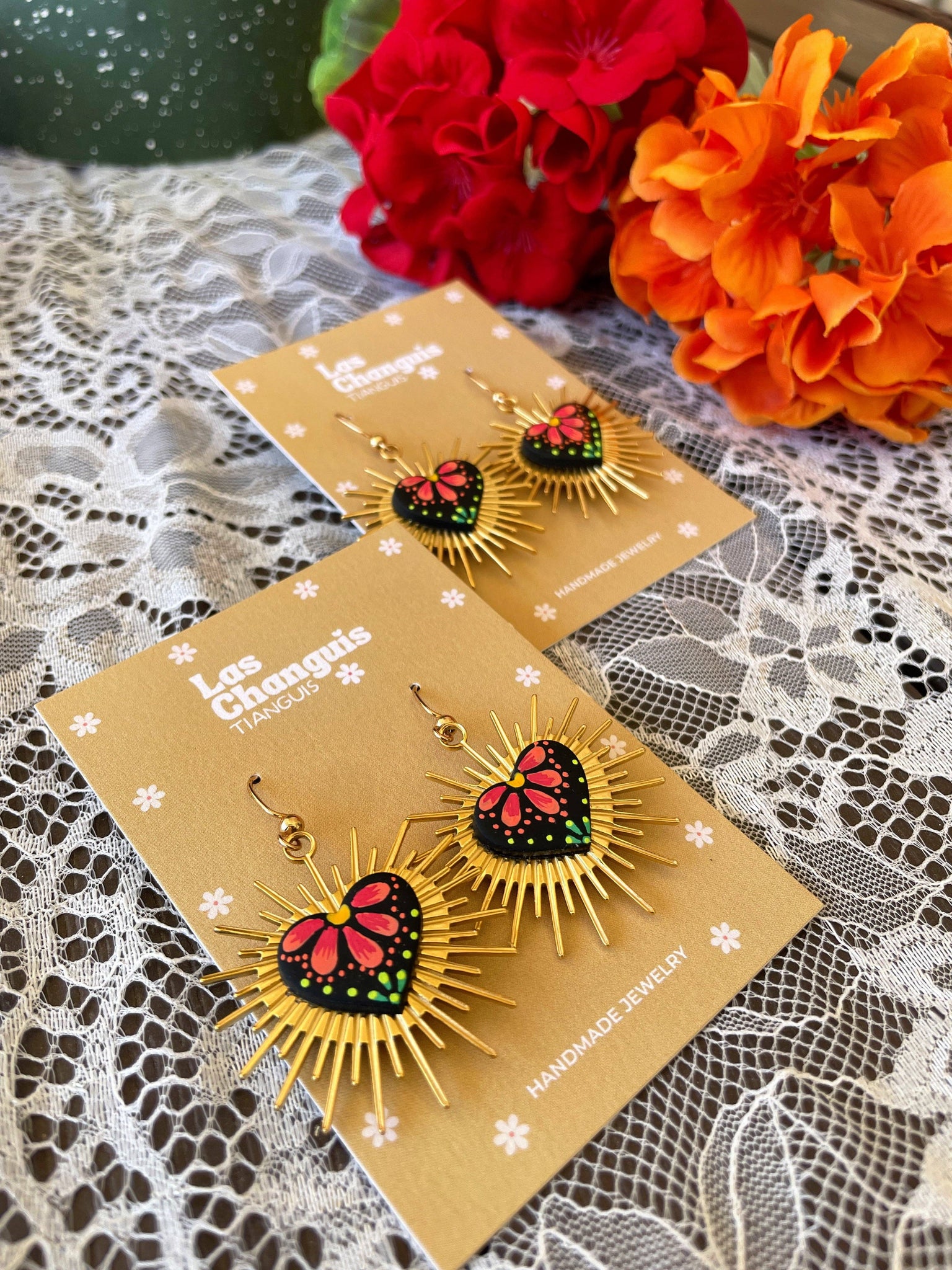 Sacred Heart Mexican Folk Art Earrings