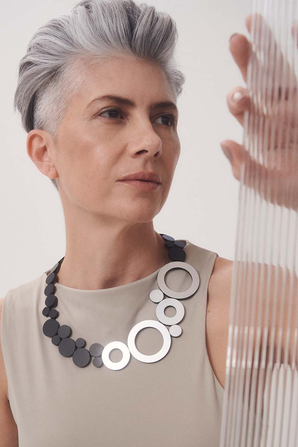 Silver + Black Abstraction New Necklace