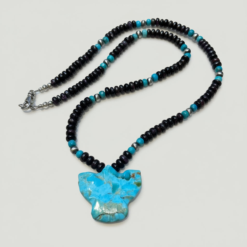 Hand Cut Turquoise Thunderbird Necklace - Doreen Villanueva