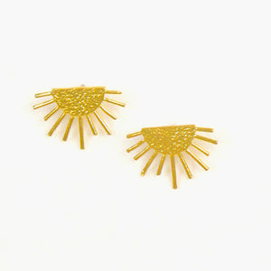 Brass Sun Ray Post Earrings