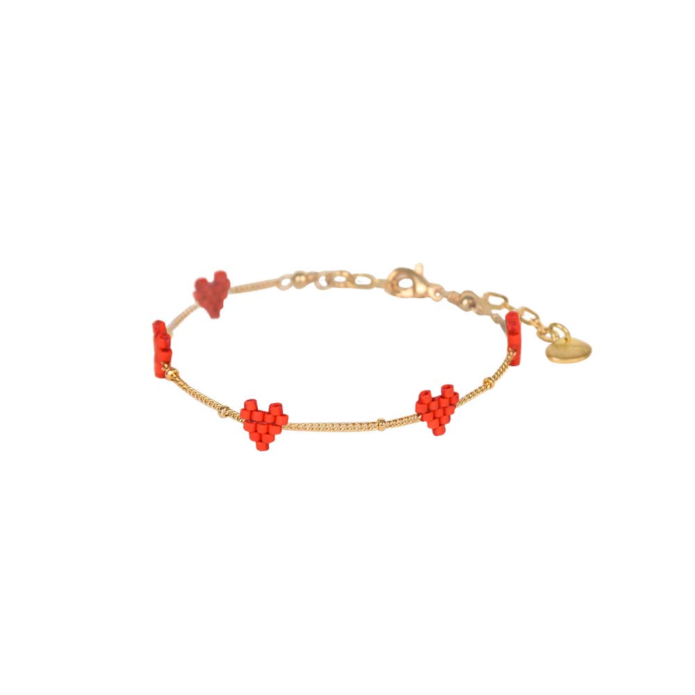 Heartsy Chain red gold plated beaded adjustable bracelet