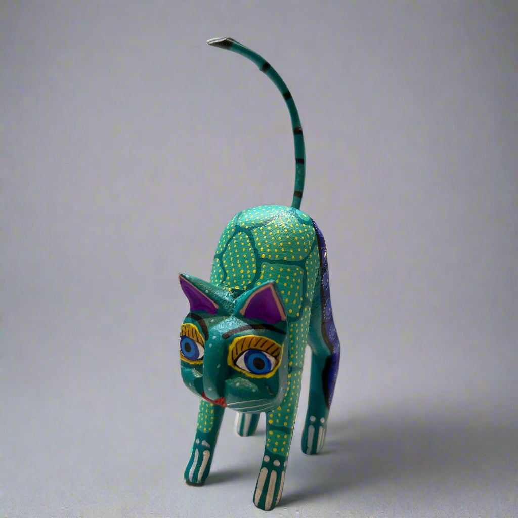 Mexican Chubby Cheek Cat Alebrije by Alberto Hernandez