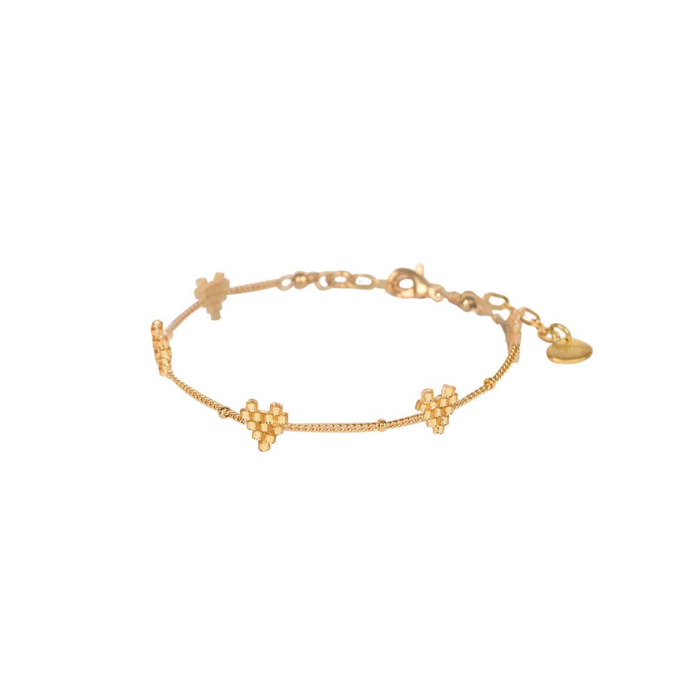 Heartsy Chain gold gold-plated beaded adjustable bracelet