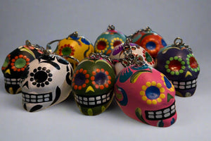 Peruvian Sugar Skull Ceramic Keychain