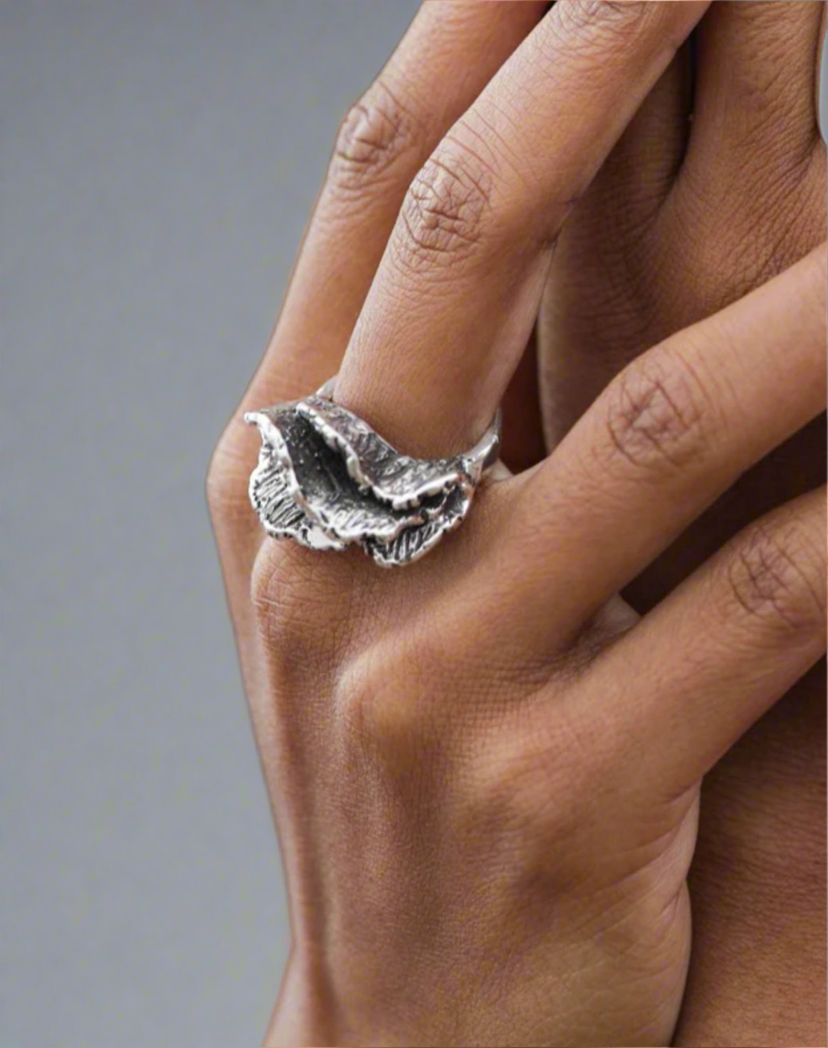 Mexican Oxidized Sterling Silver Ring size 7.5