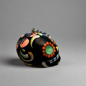 Peruvian Sugar Skull Ceramic Keychain