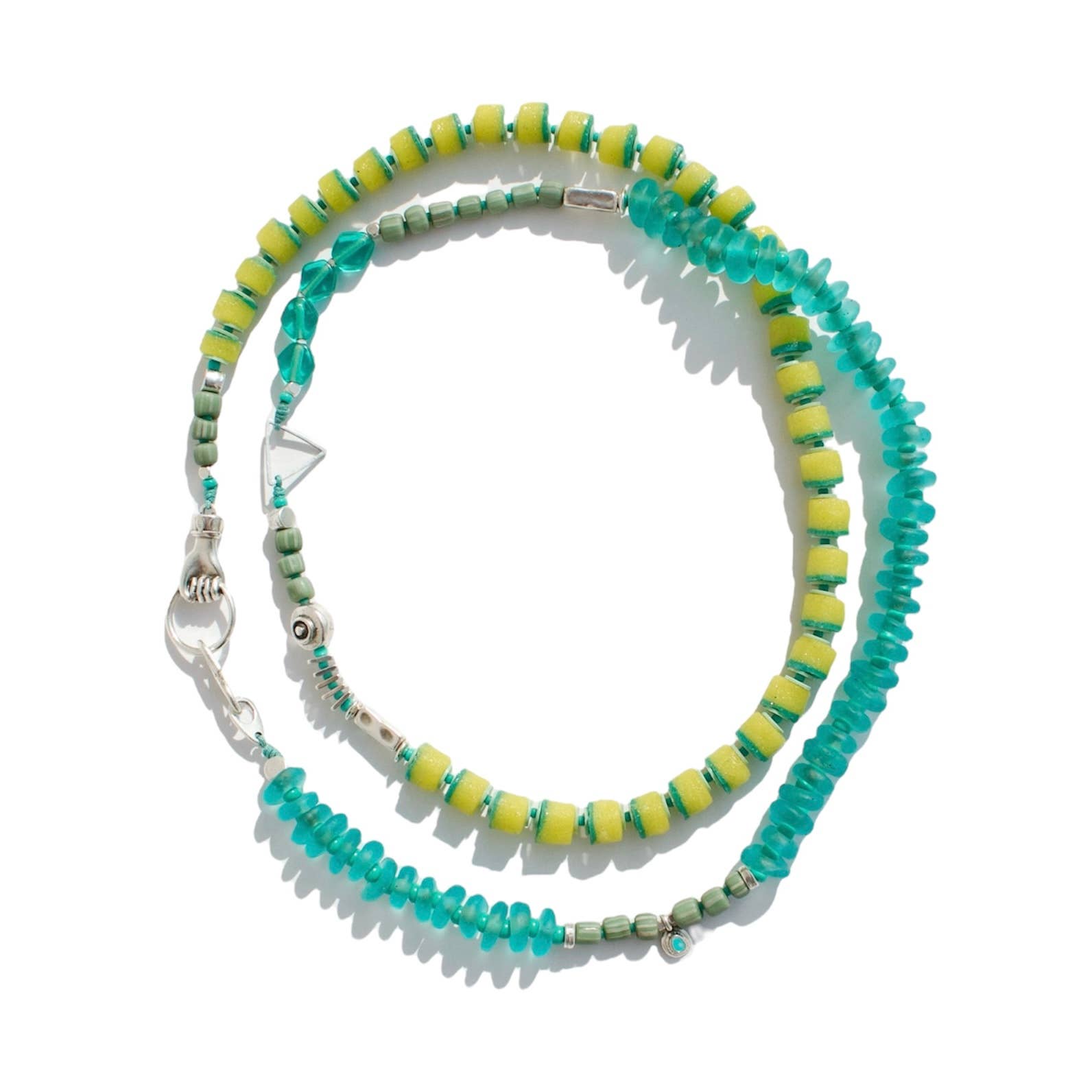 PALMIRA versatile yellow and aqua boho necklace