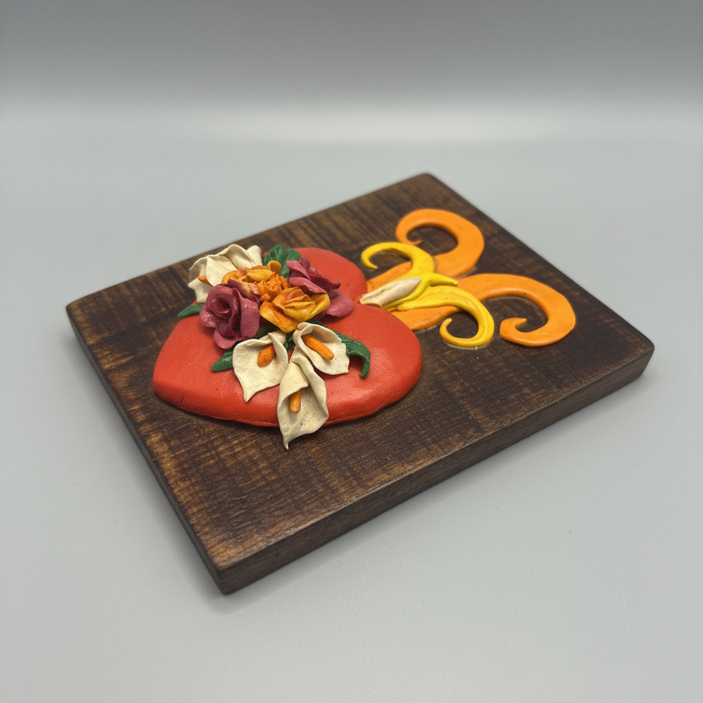 Bread Dough Sacred Heart on Wood by Milton Antonio Jurado