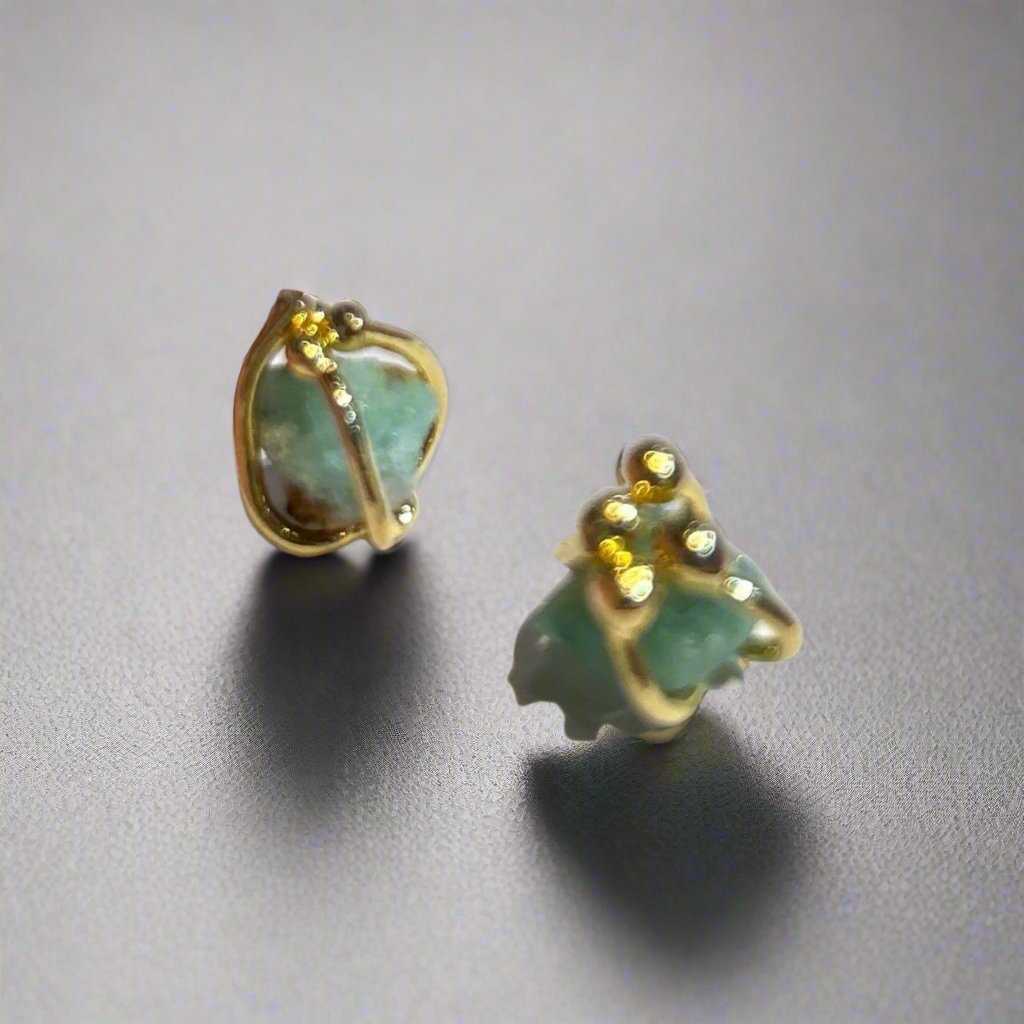 Colombian GP Raw Emerald Studs