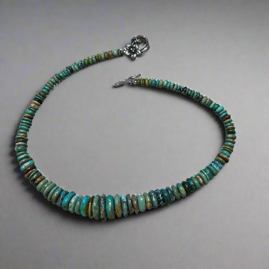 Natural Turquoise SS Necklace by Gina Amato Lough