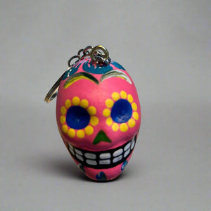 Peruvian Sugar Skull Ceramic Keychain