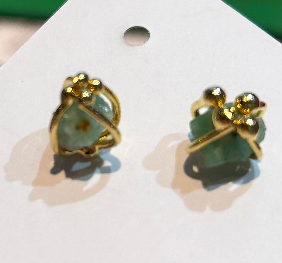 Colombian GP Raw Emerald Studs