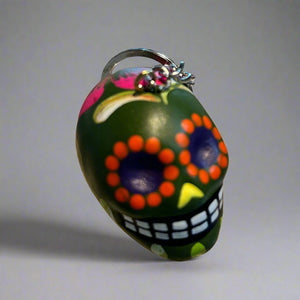 Peruvian Sugar Skull Ceramic Keychain