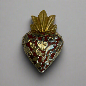 Mexican Wooden Sacred Hearts with Milagros