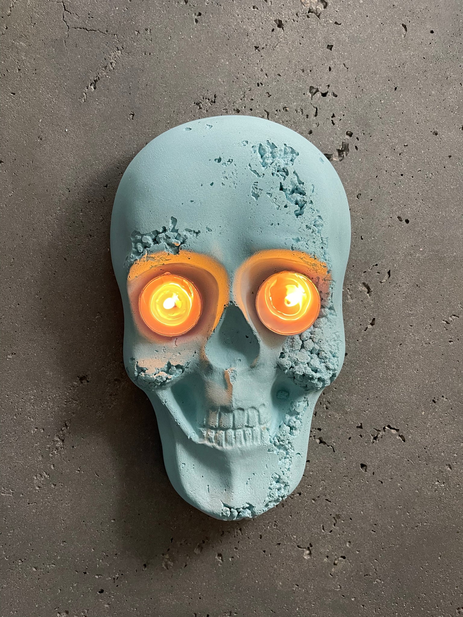 Concrete Diego Skull Mask Candle Holder