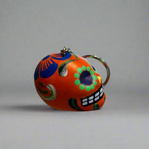 Peruvian Sugar Skull Ceramic Keychain