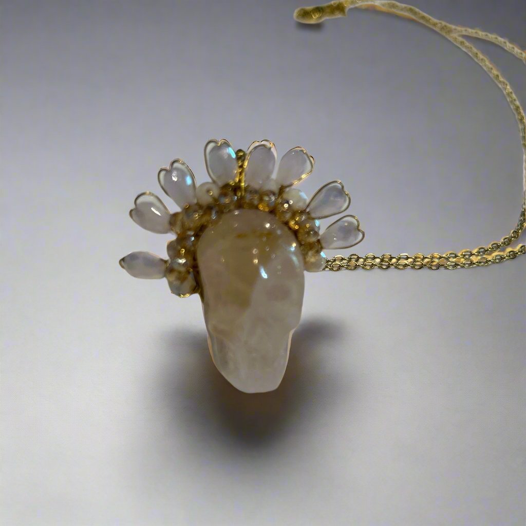 Mexican Quartz Skull Necklace by Tita Lopez