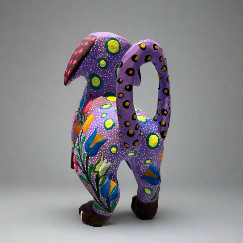 Mexican Floral and Spotted Dog Alebrije by Jose Olivera Perez