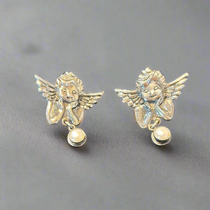 Mexican Pearl Drop Cherub Earrings by Federico Jimenez