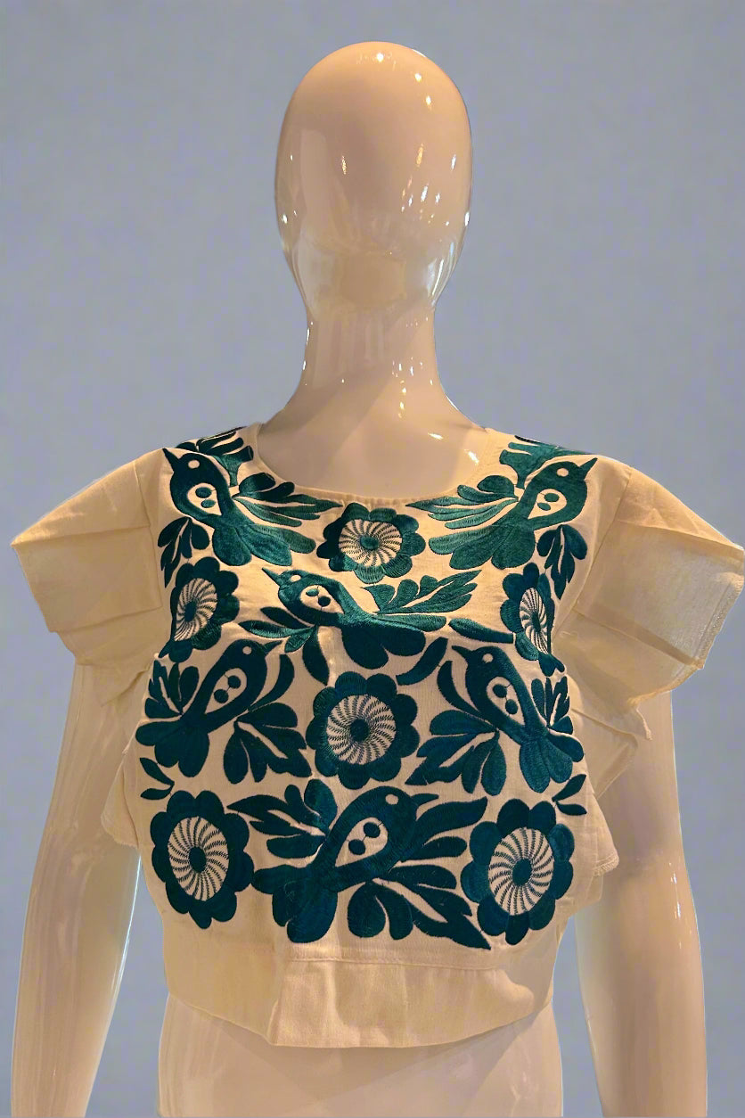 Oaxacan Cream Blusa Flora