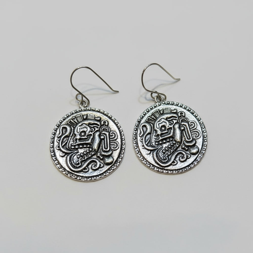 Mayan Skull Earrings by Benito Campos Sandoval