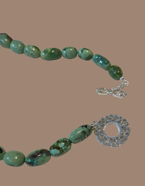 Green Turquoise SS Necklace by Gina Amato Lough