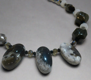 Colombian Black/White Obsidian Necklace