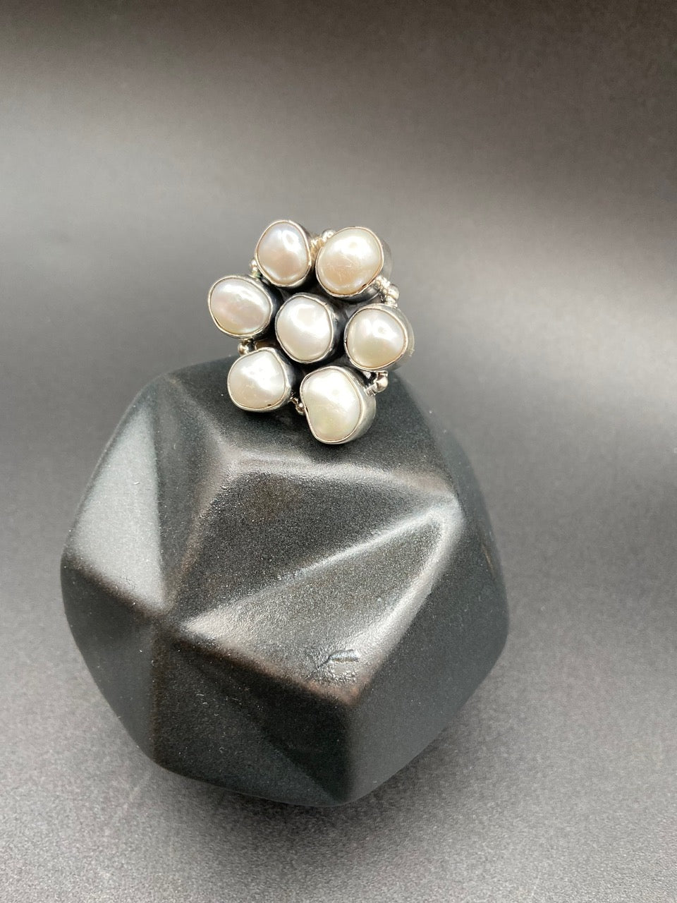 Mexican Mother of Pearl Flower Ring by Federico Jimenez
