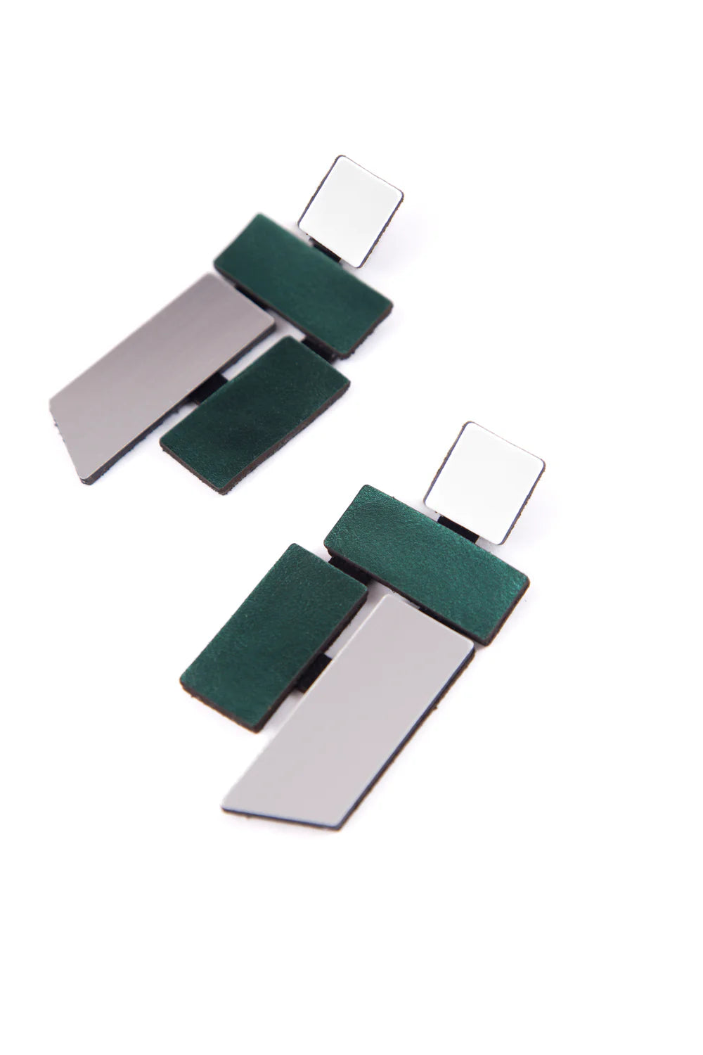 Piet Earrings - Silver& Green