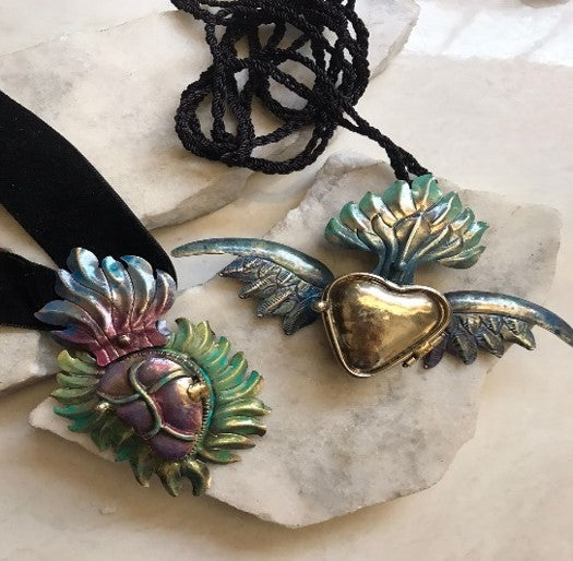 Mexican Sacred Heart Relicario (Locket) Necklace by Tita Lopez