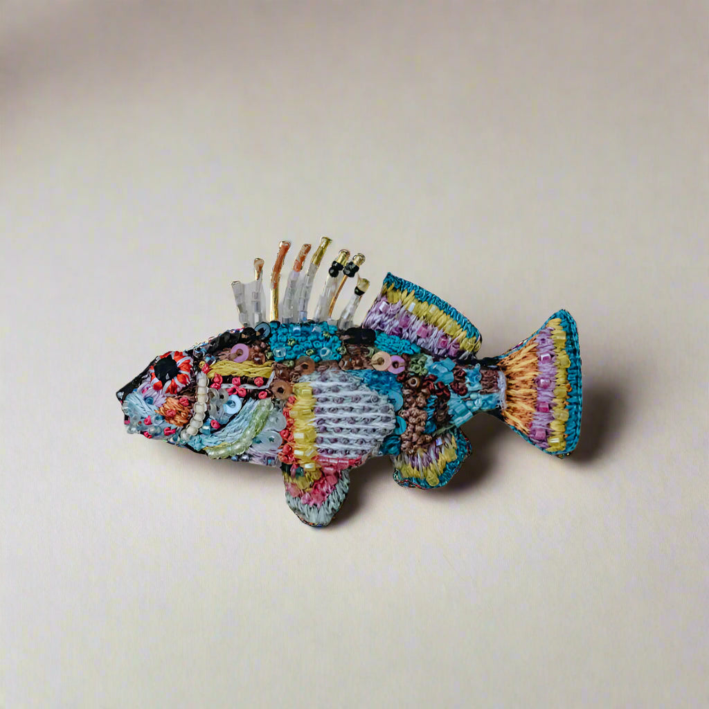 Colorful fish-shaped brooch