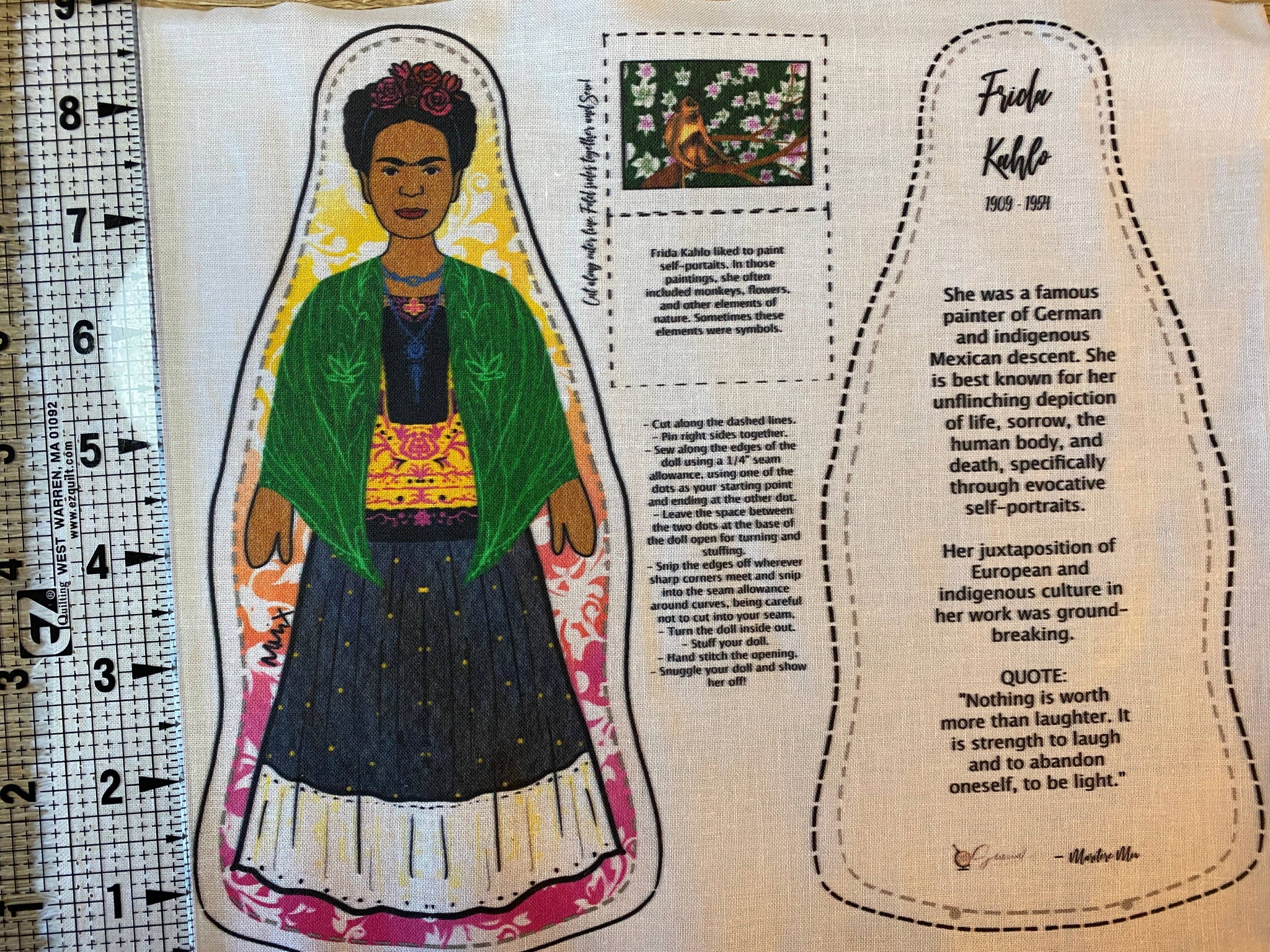 Mini Frida Kahlo DIY Doll Fabric