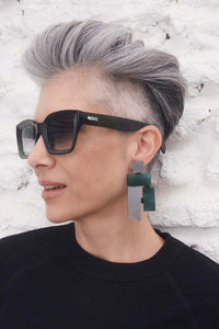 Piet Earrings - Silver& Green