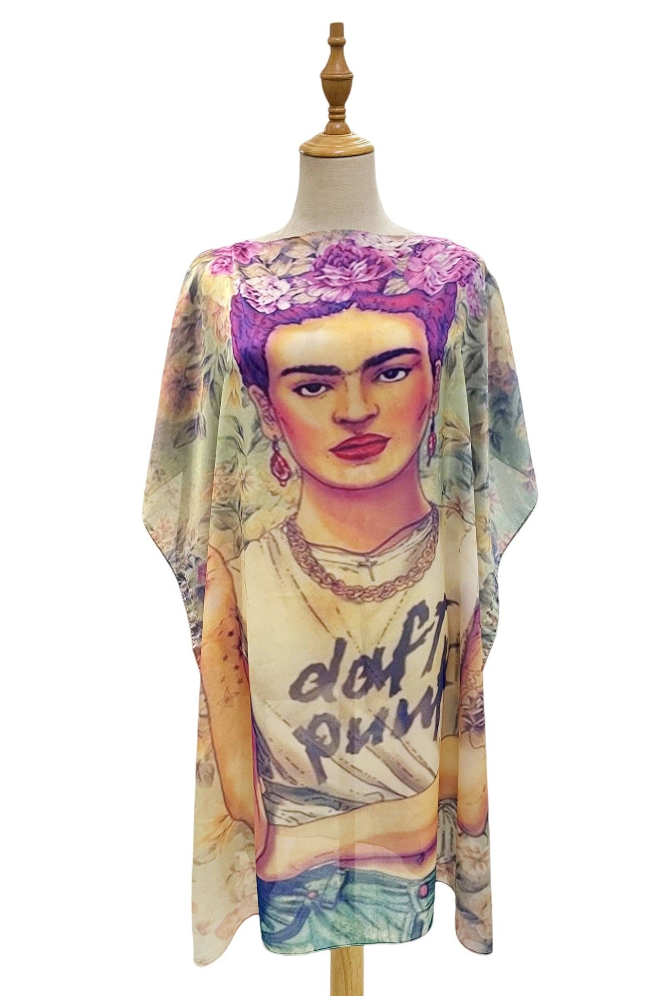 Modern Frida Kahlo Silk Cover Up: Multi