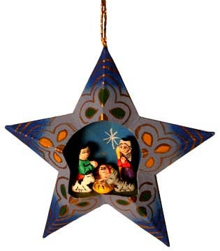 Star Ornament with Nativity,  Peru