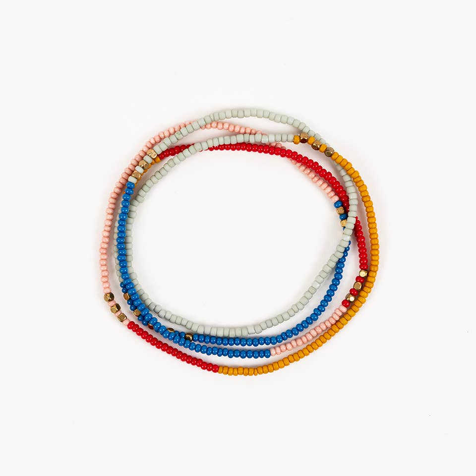 Retro Red Beaded Stretch Necklace /Wrap Bracelet